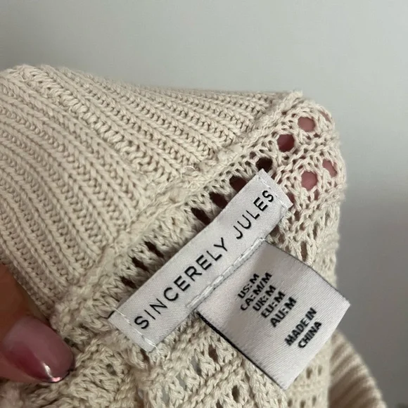 Sincerely Jules Cream Crochet Knit Pants - Picture 3 of 3